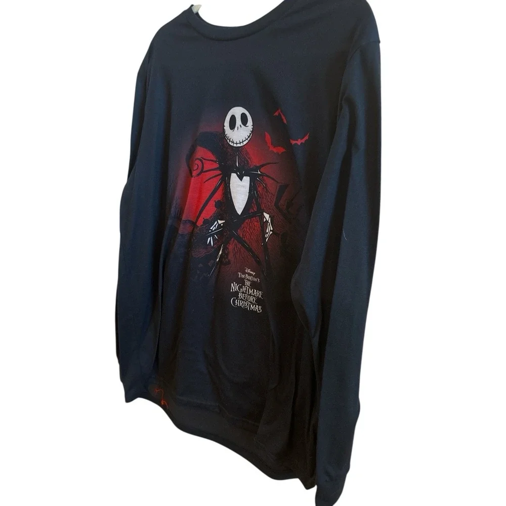 Disney Retro Night Before Christmas Men's Large Black Long Graphic T Shirt‎